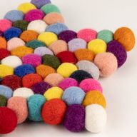 Felt Ball Star Centre Mat - 38x18cm Multi Colour