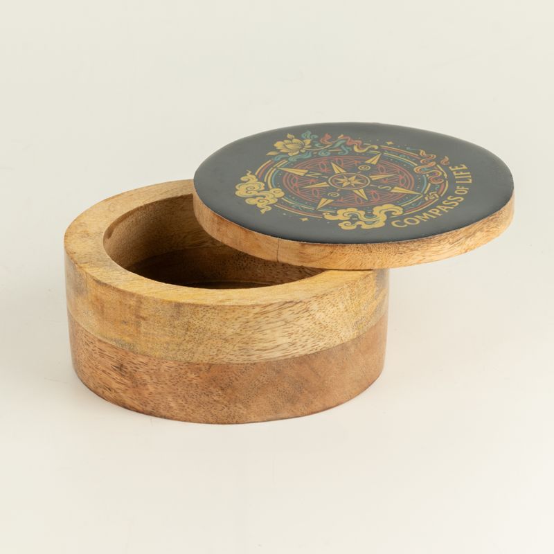 Round Enamelled Box  - Compass of Life