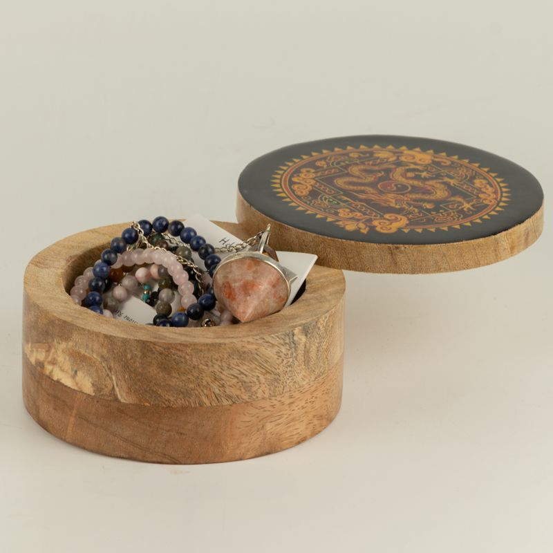 Round Enamelled Box - Dragon Yin Yang
