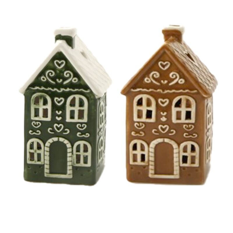 Christmas Gingerbread House Tea Light Candle Holder - Town House