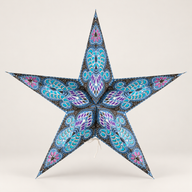 Star Lamp - Purple & Teal Peacock Five  Point - 60cm
