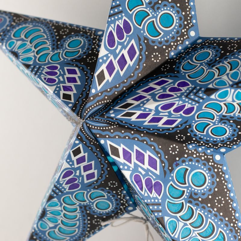 Star Lamp - Purple & Teal Peacock Five  Point - 60cm