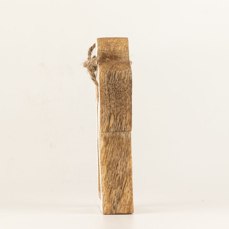 Small Mango Wood Halo Angel - White Enamel