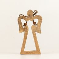 Small Mango Wood Halo Angel - White Enamel