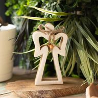 Small Mango Wood Halo Angel - White Enamel