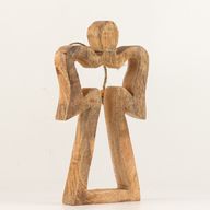 Med Mango Wood Halo Angel - White Enamel
