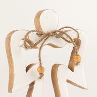 Med Mango Wood Halo Angel - White Enamel