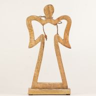 Large Mango Wood Halo Angel - White Enamel