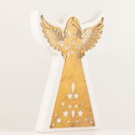 Mango Wood Angel - Whitewash with Iron Decor Cut Out - 22cm
