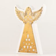 Mango Wood Angel - Whitewash with Iron Decor Cut Out - 22cm