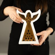 Mango Wood Angel - Whitewash with Iron Decor Cut Out - 22cm
