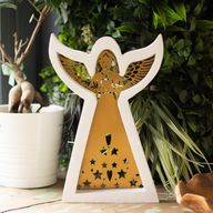 Mango Wood Angel - Whitewash with Iron Decor Cut Out - 22cm
