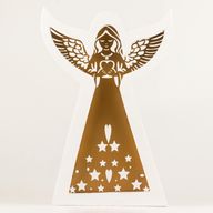 Mango Wood Angel - Whitewash with Iron Decor Cut Out - 39cm