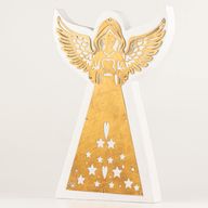 Mango Wood Angel - Whitewash with Iron Decor Cut Out - 39cm