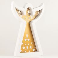 Mango Wood Angel - Whitewash with Iron Decor Cut Out - 39cm