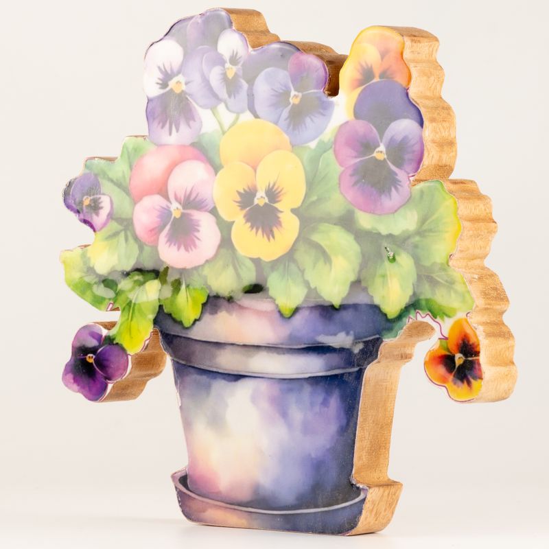 Wooden House Plants - Large Pansy