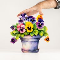 Wooden House Plants - Large Pansy