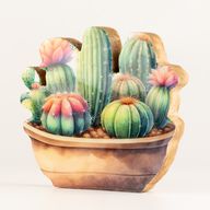 Wooden House Plants - Medium Cactus Garden