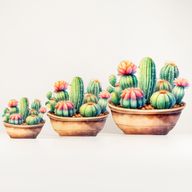 Wooden House Plants - Medium Cactus Garden