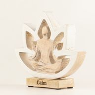 Wooden Yoga Lady - Lotus Flower - Cream - Calm