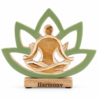 Wooden Yoga Lady - Lotus Flower - Sage - Harmony