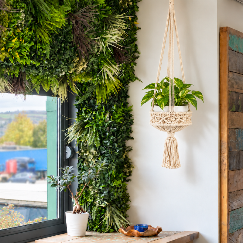 Lrg Macrame Pot Holder  - Natural
