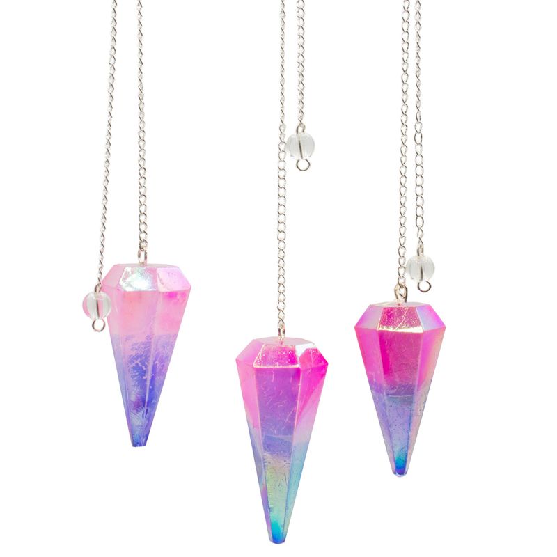 Six Sided Pendulum - Aurora Crystal Pink and Blue