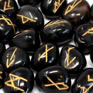 Indian Runes in Pouch - Black Onyx