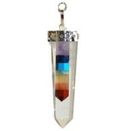 Crystal - 7 Chakra Bounded Thin Point Flat Pendants