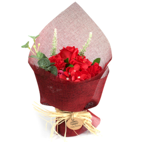 Standing Soap Flower Bouquet - Red