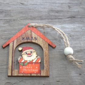 6x Pack of 2 Christmas Wooden Craft Decoration - Xmas Santa Gift