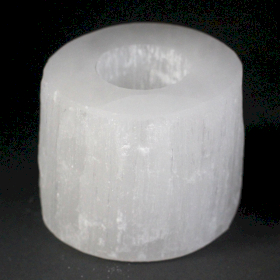 Selenite Cylinder Candle Holder - 8 cm