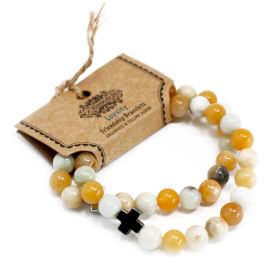2x Set of 2 Friendship Bracelets - Loyalty - Amazonite & Yellow Jasper