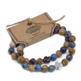 2x Set of 2 Friendship Bracelets - Support - Sodalite & Picture Stone