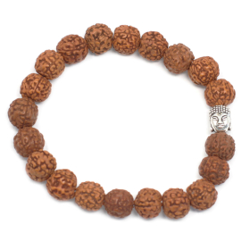 6x Rudraksha Buddha Bangle Mala - Brown