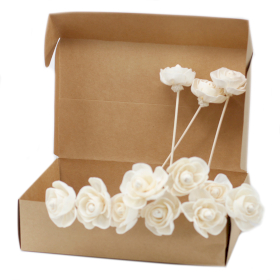 12x Natural Diffuser Flowers - Rose on Reed