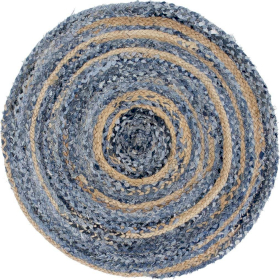 Round Jute and Recycled Denim Rug-  90 cm