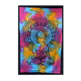 Single Cotton Bedspread + Wall Hanging -  Peaceful Buddha