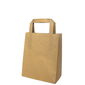250x Large Kraft Paper Bag - Flat Handles  (260 x 165 x 300 mm)
