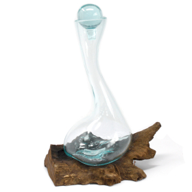 2x Molten Glass on Wood - Wine Decanter