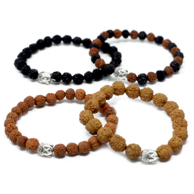 12x Assorted Rudraksha Buddha Bangles