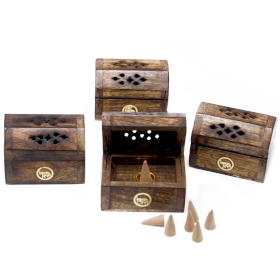 8x Mini Incense Cone Smoke Box - Mango Wood