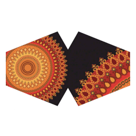 3x Reusable Fashion Face Covering - Orange Mandala (Adult)