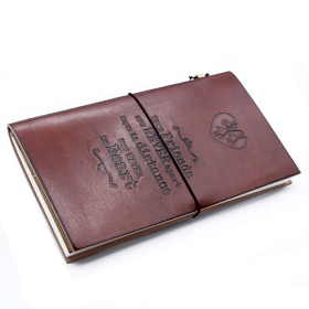 Handmade Leather Journal - True Friends - Brown 22x12x1.5 cm (80 pages)