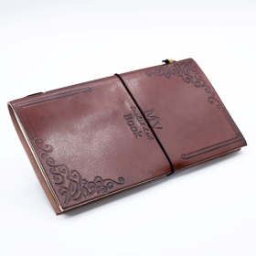 Handmade Leather Journal - My Bucket List Book - Brown 22x12x1.5 cm (80 pages)