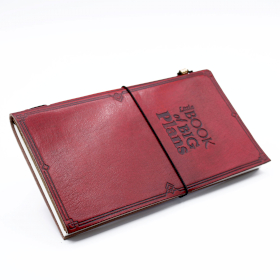 Handmade Leather Journal - Little Book of Big Plans - Red 22x12x1.5 cm (80 pages)
