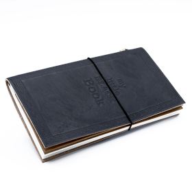 Handmade Leather Journal - My Little Black Book - Black 22x12x1.5 cm (80 pages)