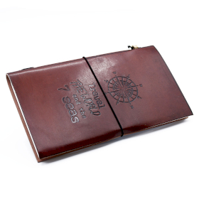 Handmade Leather Journal - Travel the World - Brown 22x12x1.5 cm (80 pages)