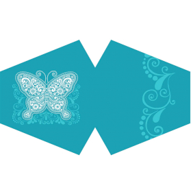 3x Reusable Fashion Face Covering - Blue Butterfly  (Adult)