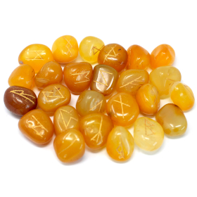 Runes Stone Set in Pouch - Yellow Onyx